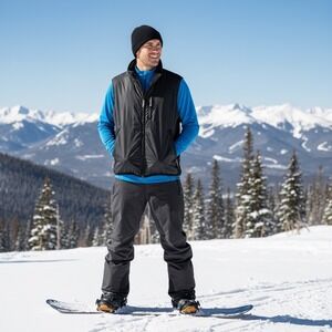 Burton Snowboard Heater Vest Men Medium Fleece Nylon Pockets Black‎ Ski Outdoors